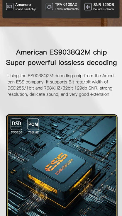 Flagship HIFI Digital Music Player ES9038Q2M DAC DSD512 Lossless Decoding Audio Decoder QCC5125 Bluetooth 5.1 AMANERO USB
