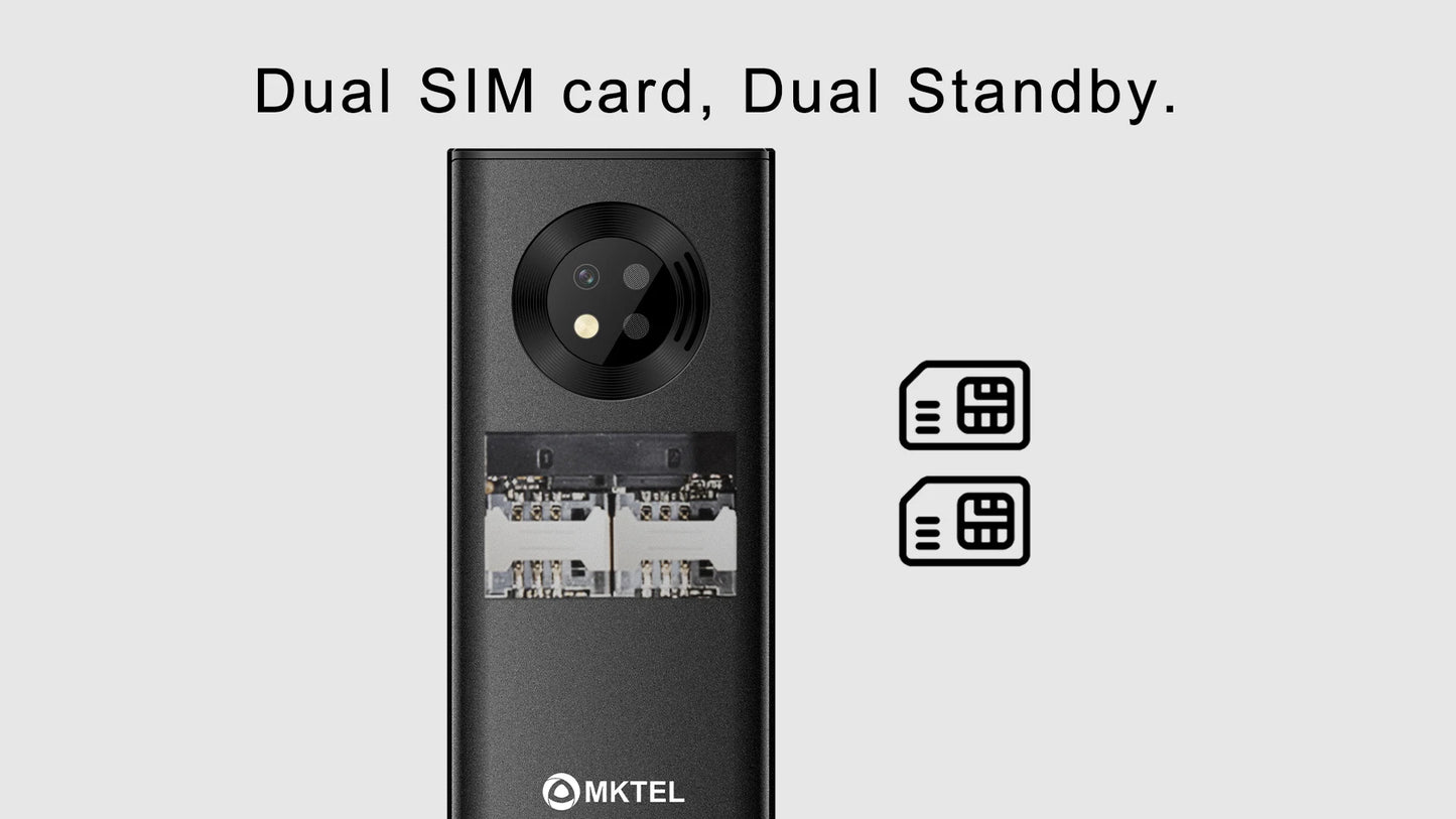 MKTEL Feature Phone Senior Mobile Phone Dual SIM Dual Standby 1.77" Display GSM MP3 MP4 FM Radio Strong Torch Loud Speaker