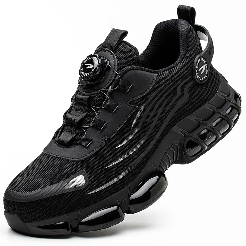 Breathable Men Boots Rotating Buttons Safety Shoes Men Puncture-Proof Work Boots Steel Toe Shoes Light Indestructible Shoes