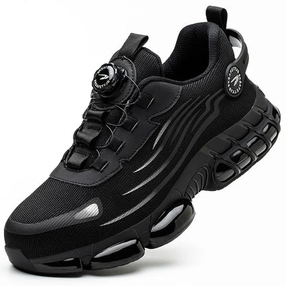 Breathable Men Boots Rotating Buttons Safety Shoes Men Puncture-Proof Work Boots Steel Toe Shoes Light Indestructible Shoes