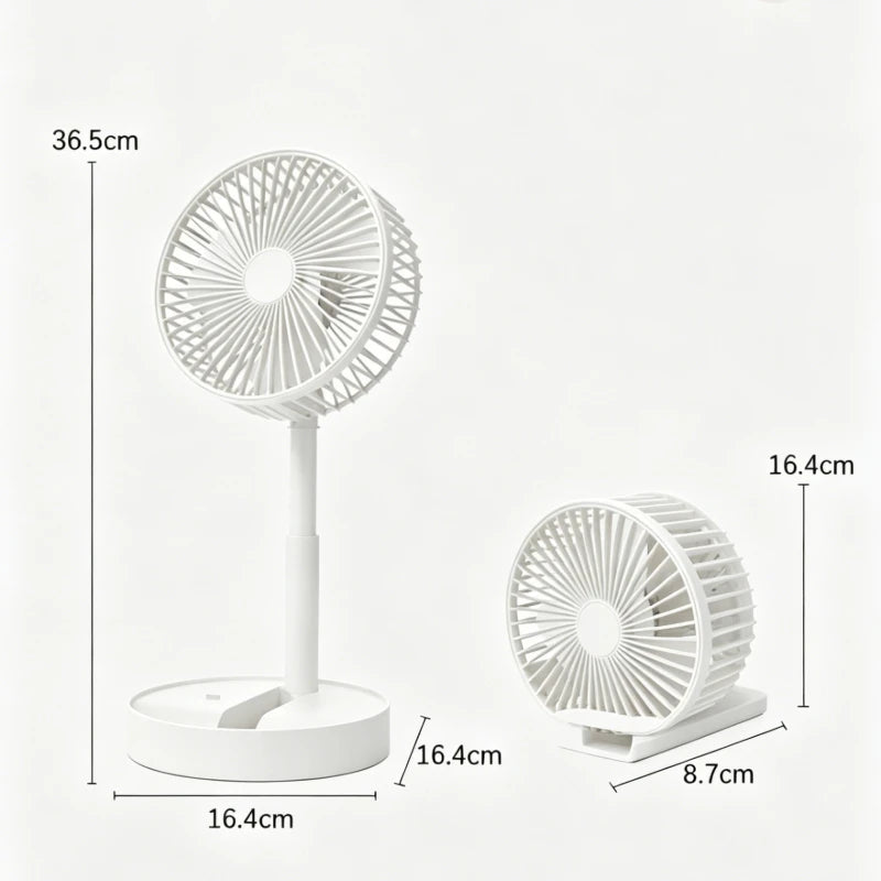 Foldable Retractable Mini Desk Fan USB Rechargeable Portable Small Electric Fan With Built In Phone Stand Storage Design For Off