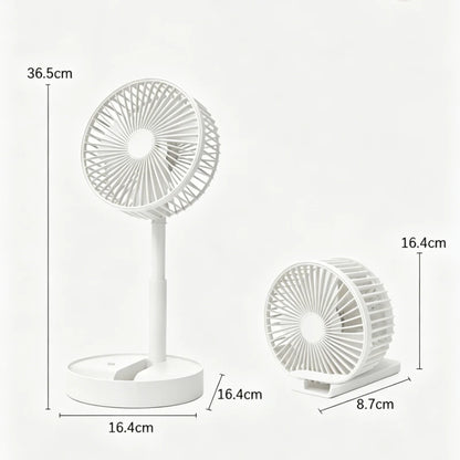 Foldable Retractable Mini Desk Fan USB Rechargeable Portable Small Electric Fan With Built In Phone Stand Storage Design For Off