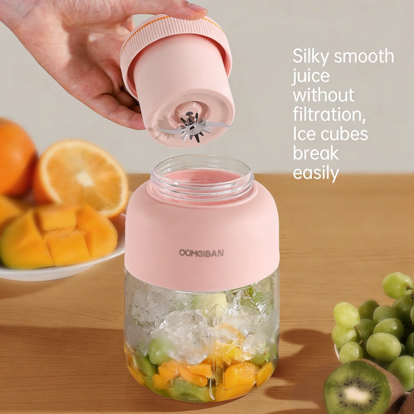High Aesthetic 1300ml Large Capacity USB Rechargeable Portable Blender Juicer, Kitchen Fruit Juicer, Food Prep