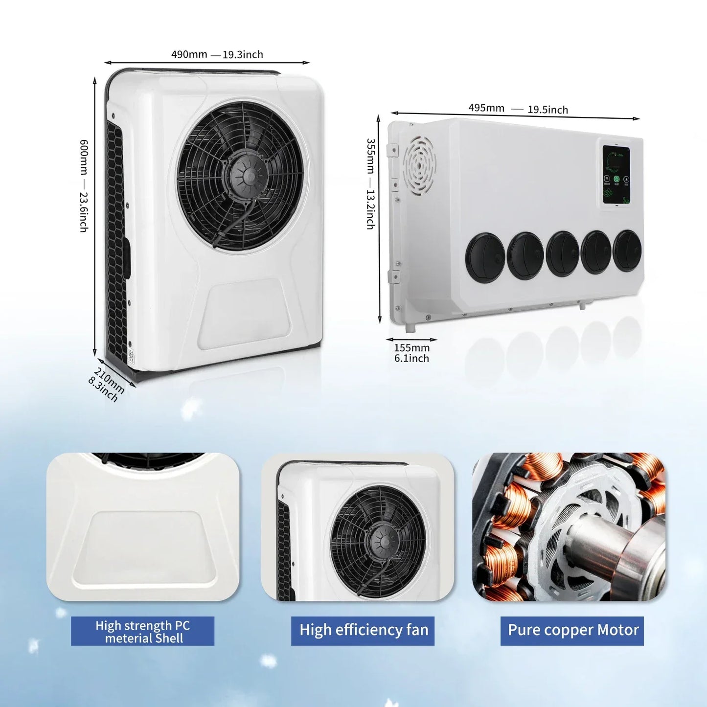 Treeligo Cooling Electric Car Split Air Conditioner 12V Parking Air Conditioning 24V For RV Truck Tractor Camper Van Motorhome