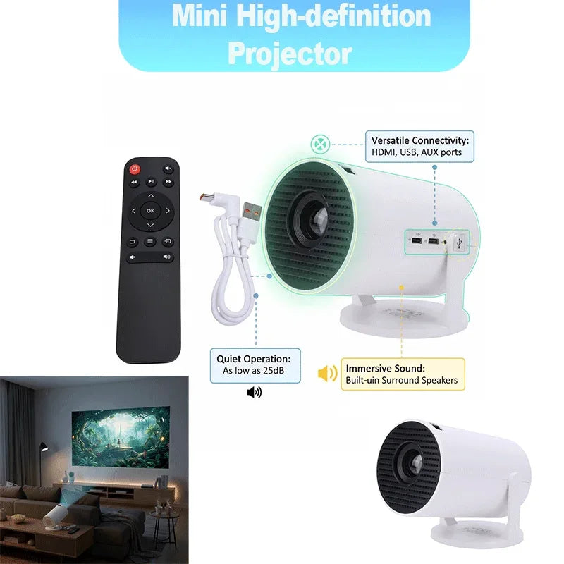 Portable Projector Projector Home Theater Movie Video Projector Multi Ports Low Noise 240° Rotation Small WiFi Video Projector