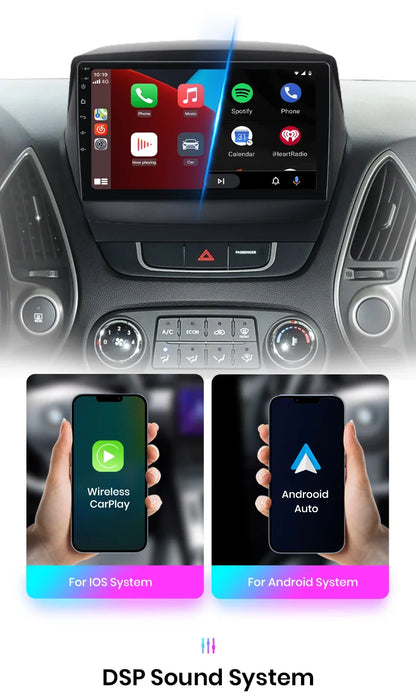 Junsun Android Wireless CarPlay Auto Car Radio For Hyundai Tucson 2 ix35 2009-2015 Car Intelligent Systems DSP SWC RDS GPS FM BT