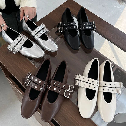 Female Buckle Strap Footwear Round Toe Ladies Flats With Dance Shoes Soft Fashion Shallow Women Ballet Flats Shoes