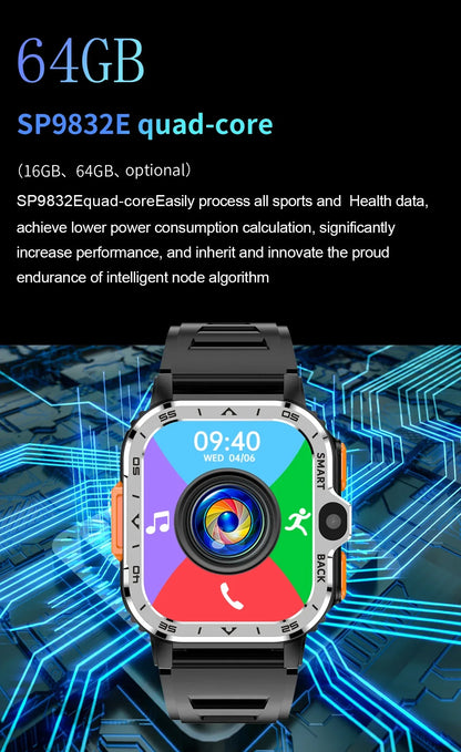 2024 New SIM Smart Watch 2.03inch 4G Network GPS Wifi NFC Dual Camera 64G ROM Storage Google Play Small mobile phone Smartwatch