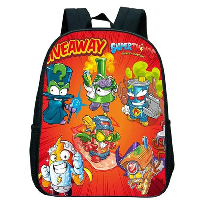 SuperThings Backpack Toddler Cartoon Schoolbag Boys Girls Kindergarten Bag Waterproof Kids Bookbag 12 Inch