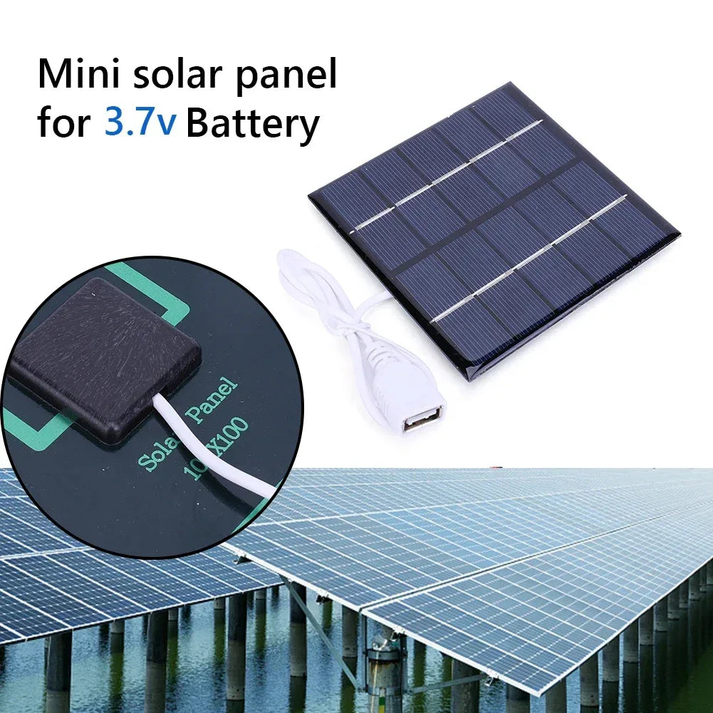 3/5W Battery Charger Solar Panel USB Output Polycrystalline Solar Panel Mobile Power Supply Lightweight for Charger 3.7V Battery