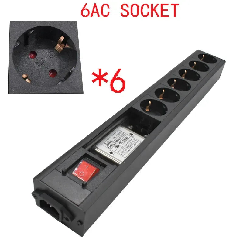 Audio Noise AC Power Filter Power Conditioner Power Purifier with EU Outlets Power Strip 16A 4000W