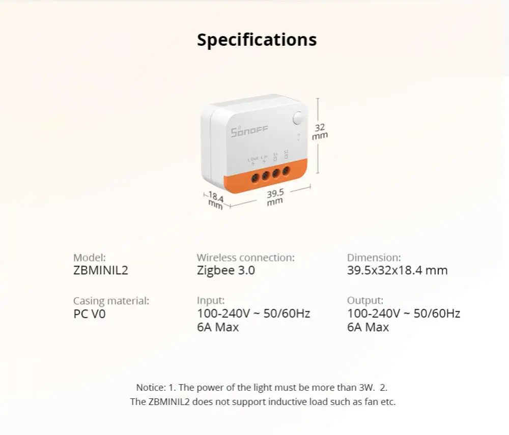SONOFF ZBMINI-L2 Zigbee DIY Mini Smart Switch Module No Neutral Wire Required Switch Work With Alexa Google Alice Smartthing