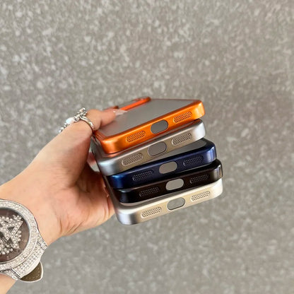 Luxury Transparent Matte Phone Case For iPhone 17Pro Air 17 16 15 14 13 12 11 Pro Max Lens Protection Metallic Color Frame Cover