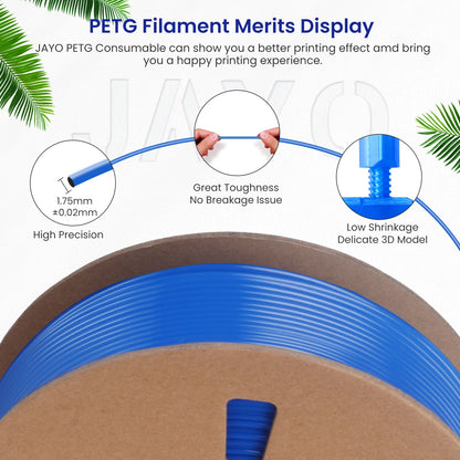 JAYO PETG/PLA+/SILKPLA/PLAMeta/PLAMatte/ABS/ PLA Filament 1.75mm 1.1/0.65KG 3D Printer Filament For FDM 100% No Bubble Mix Color