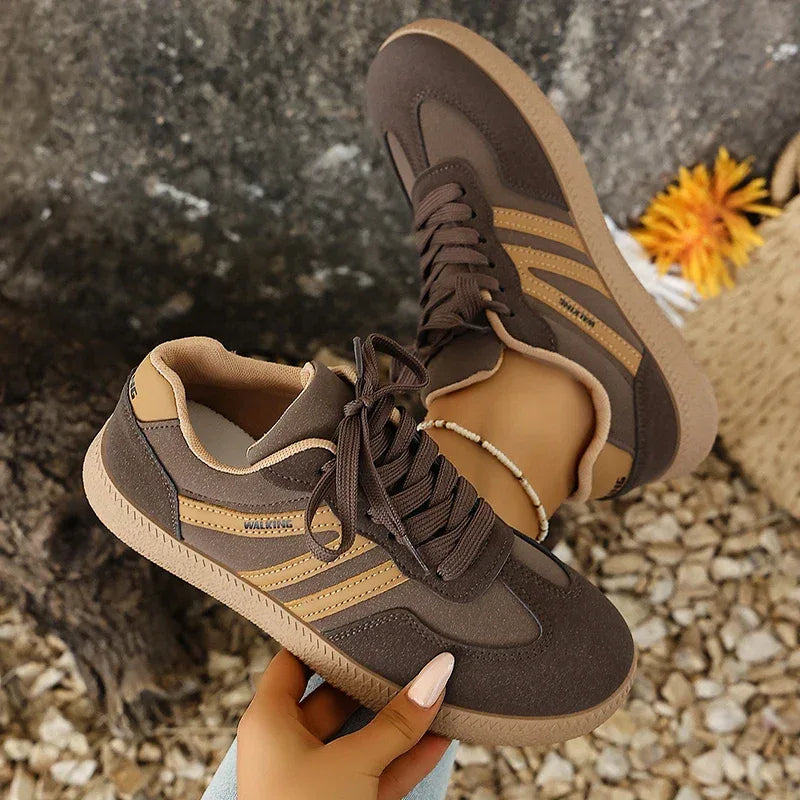 White Platform German Training Shoes Women 2026 Spring Non Slip Thick Sole Casual Sneakers Woman Lace Up Sport Shoes Flats Mujer