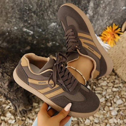 White Platform German Training Shoes Women 2026 Spring Non Slip Thick Sole Casual Sneakers Woman Lace Up Sport Shoes Flats Mujer