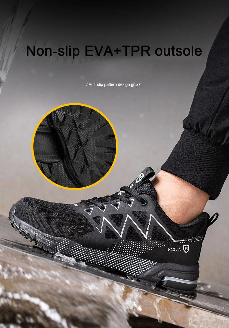 Oulylan Puncture Proof Work Safety Boots Man Breathable Work Shoes Male Men's Fashion Safety Shoes  Steel Toe Sneakers