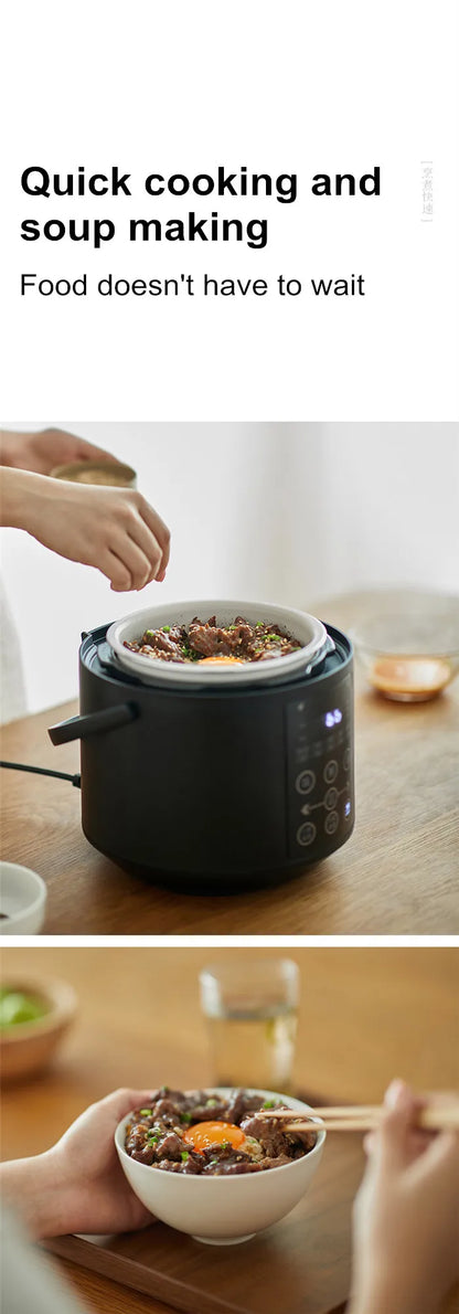 750W 2L Electric Rice Cooker Ceramic Glaze Pot 24H Pressure Cooker Multifunctional Automatic Rice Cooker for Small Kitchens