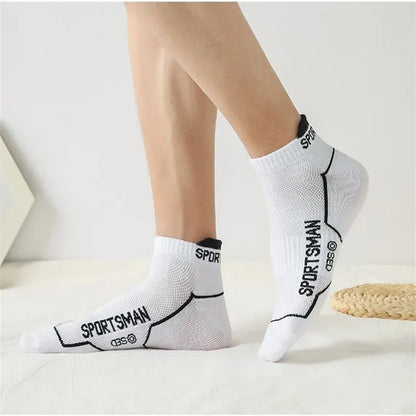 5 Pairs Men's Short Socks Sweat Absorbent and Odorous Basketball Running Sports Socks Breathable Mesh Men's Socks