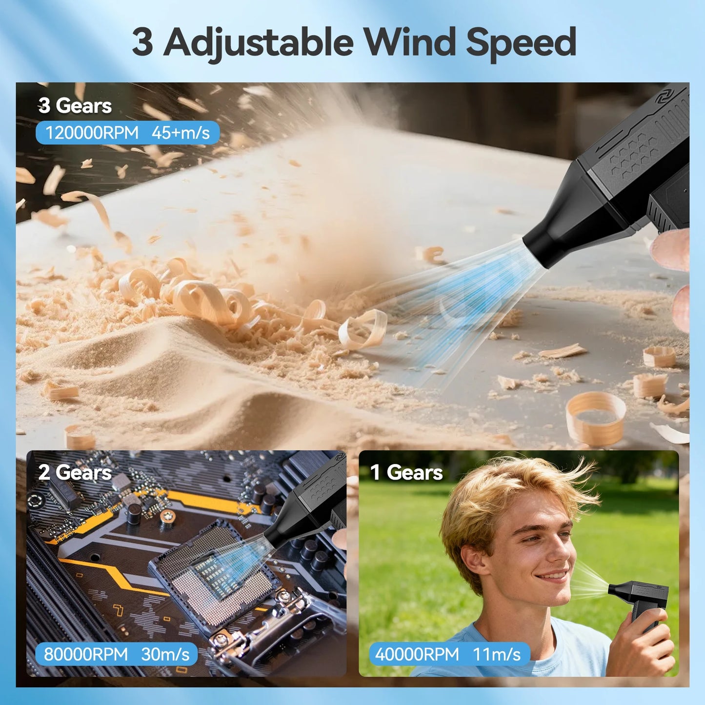 ADINKAM 120000RPM Turbo Jet Fan 205g Portable Mini Eco-friendly Air Duster for Car House Outdoor Industrial Multi-Cleaning Tools