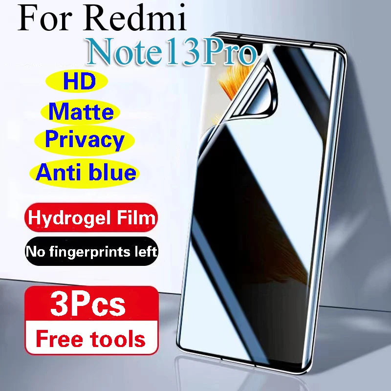 RedmiNote13Pro+ Privacy Screen Protector For Redmi Note13 Matte Hydrogel Film RedmiNote 13Pro HD Blue Soft Full Coverage