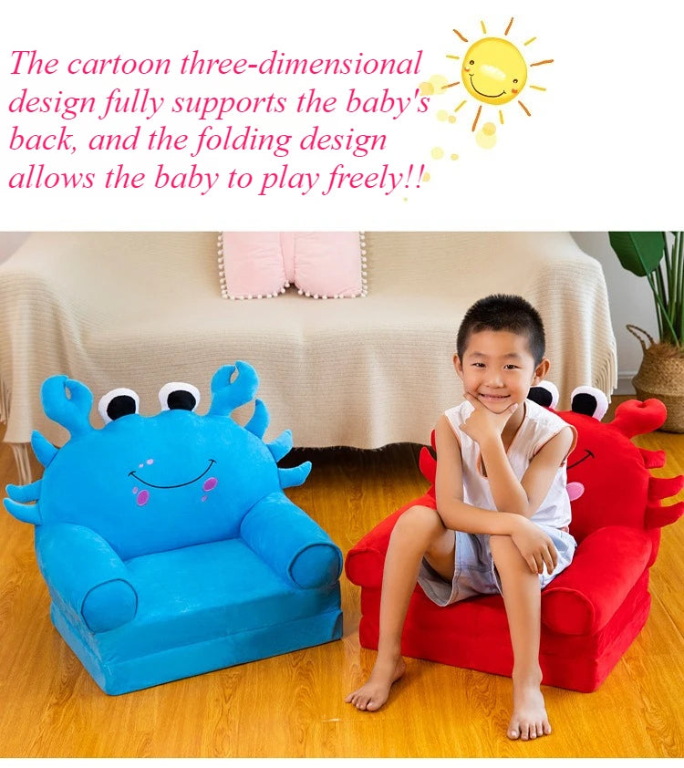 Three-layer folding children's small sofa cartoon kindergarten baby seat stool plush toy lazy sofa removable