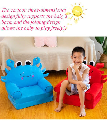 Three-layer folding children's small sofa cartoon kindergarten baby seat stool plush toy lazy sofa removable