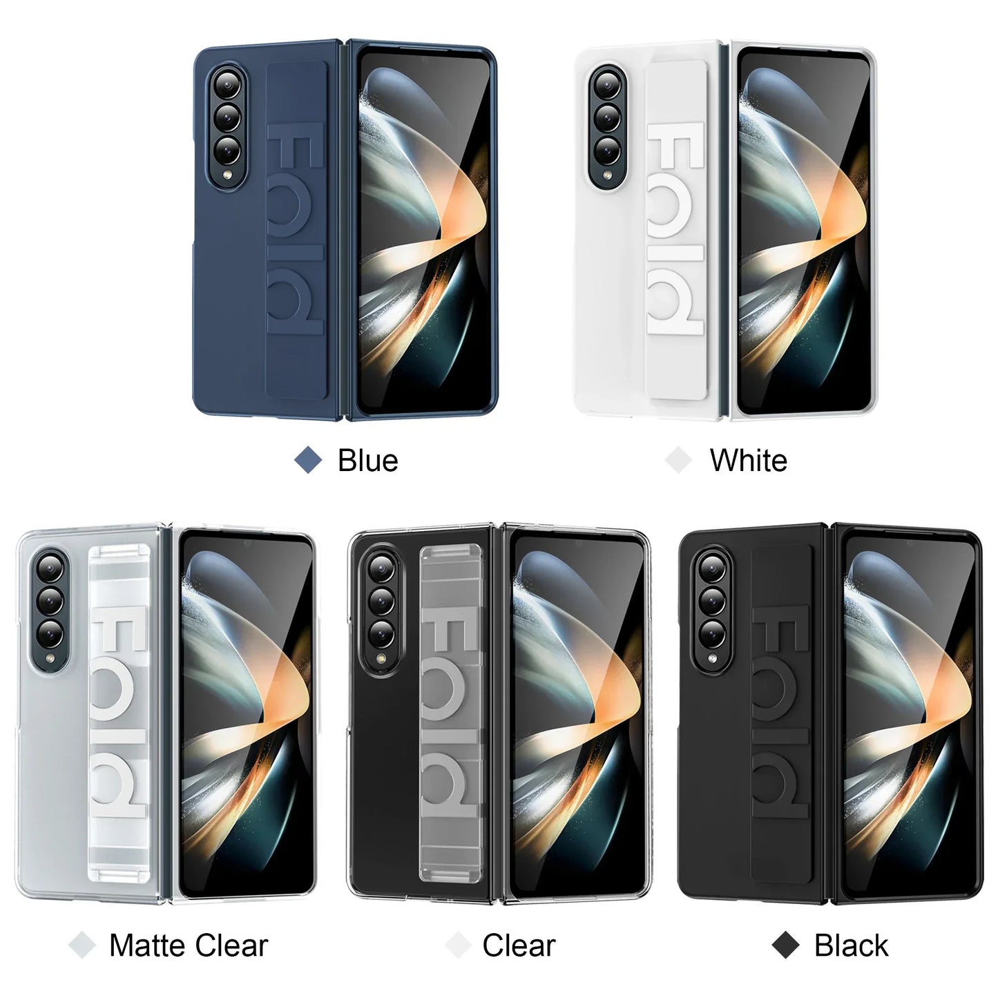 Ultra-thin Matte Silicone Wrist Strap Case For Samsung Galaxy Fold 7 6 5 4 3 Transparent Folding Shockproof Hard Back Cover