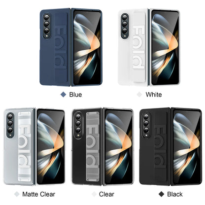 Ultra-thin Matte Silicone Wrist Strap Case For Samsung Galaxy Fold 7 6 5 4 3 Transparent Folding Shockproof Hard Back Cover