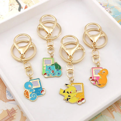 Porte-clés Pokémon Pikachu Bulbizar mignon, pendentif pour sac à dos, anneau de clé en métal pour voiture, accessoire de sac, bijou, cadeau d'Halloween