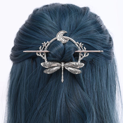 Viking Retro Dragonfly Moon Hairpin Branch Hairpin Women's Fashion Trend Versatile Hair Accessories Scandinavian Norwegian Style Accessories Party Accessories Valentine's Day Mother's Day Holiday Gift