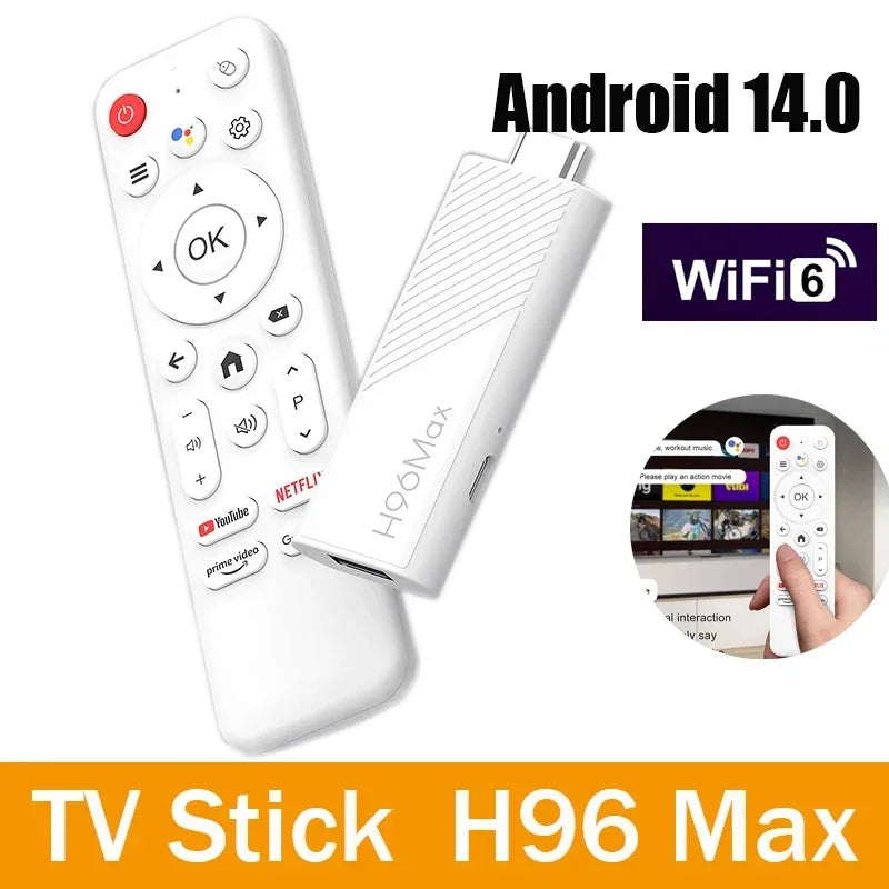 Smart TV Stick H96 MAX H313 2GB 16GB 8GB Android 14 Wifi6 BT5.0 Quad Core Home Media Player Voice Assistant TV Stick