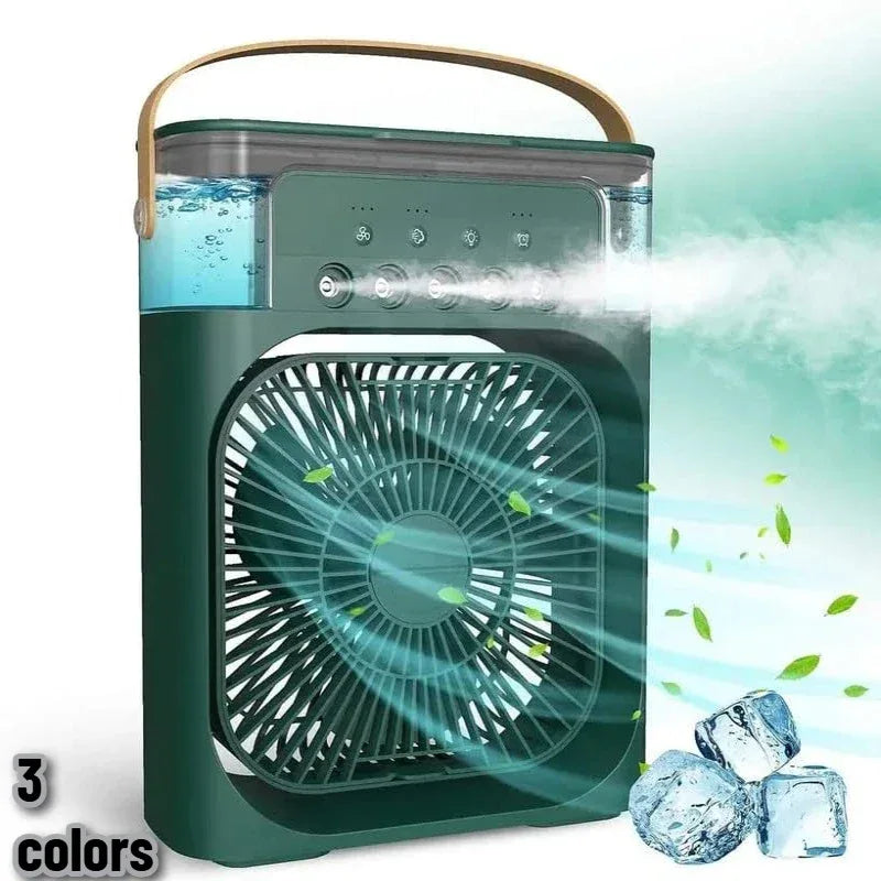 Portable Mini Air Cooler Humidifier Fan 3 Speed Mist Spray 7 Color LED 1/2/3 Hour Timer USB Desk Fan for Home Office Travel