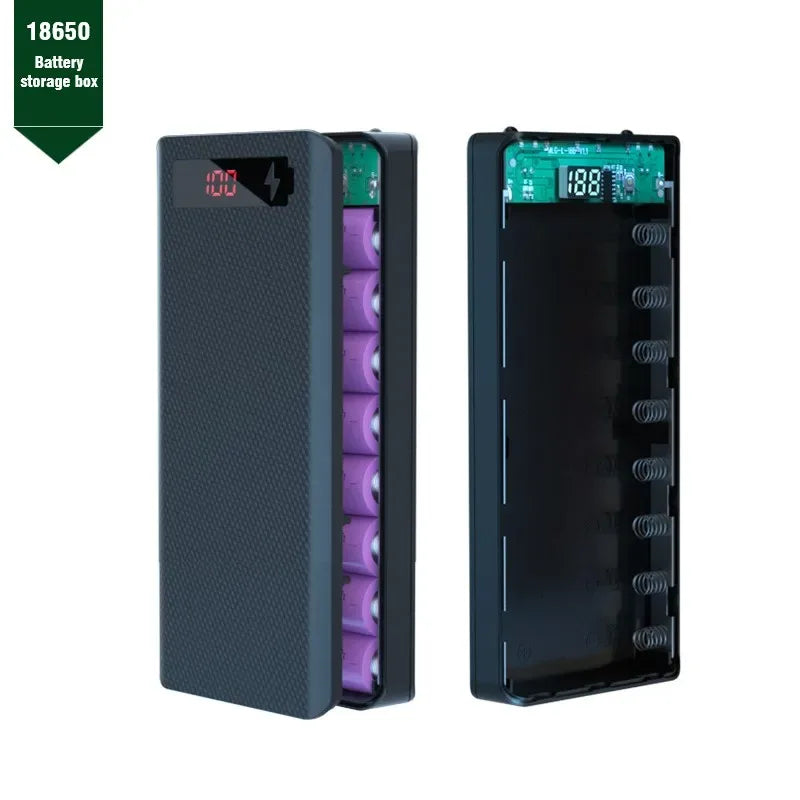 20000mAh 5V PowerBank Shell With 2 USB 1 Type C 1 Micro USB Charge Support 8 Battery 18650 model Storage Box Detachable Cases