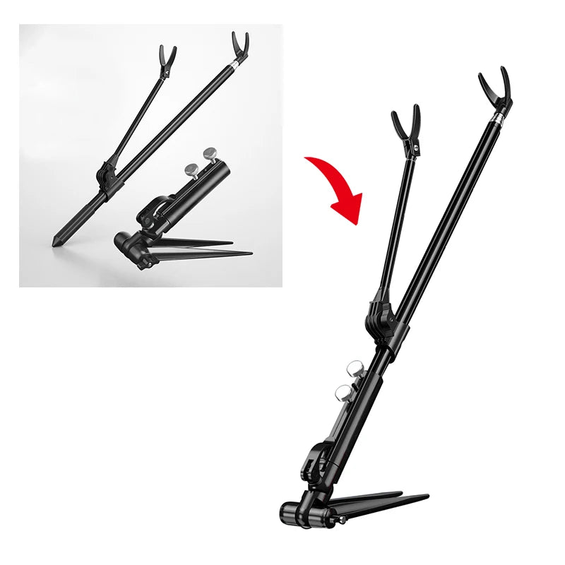 Shawto 2.1M Stainless Steel Thickened Telescopic Fishing Rod Holder 7 Section Bracket Rack Pole Stand Fishing Tools
