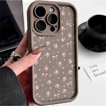 Rose Flower Bowknot Silicone Phone Case for Xiaomi Redmi Note 13 12 11 Pro Plus 12S 11S 10S 10 9 9S 8 12C 13C Matte Back Cover