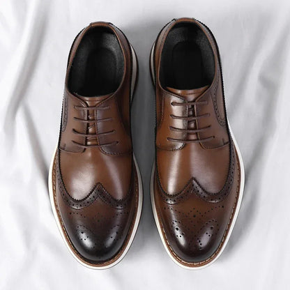 Men's Casual Leather Thick Soled Simple Walking Shoes Fashion Oxford Shoes High End British Style Office Business Dress Shoes