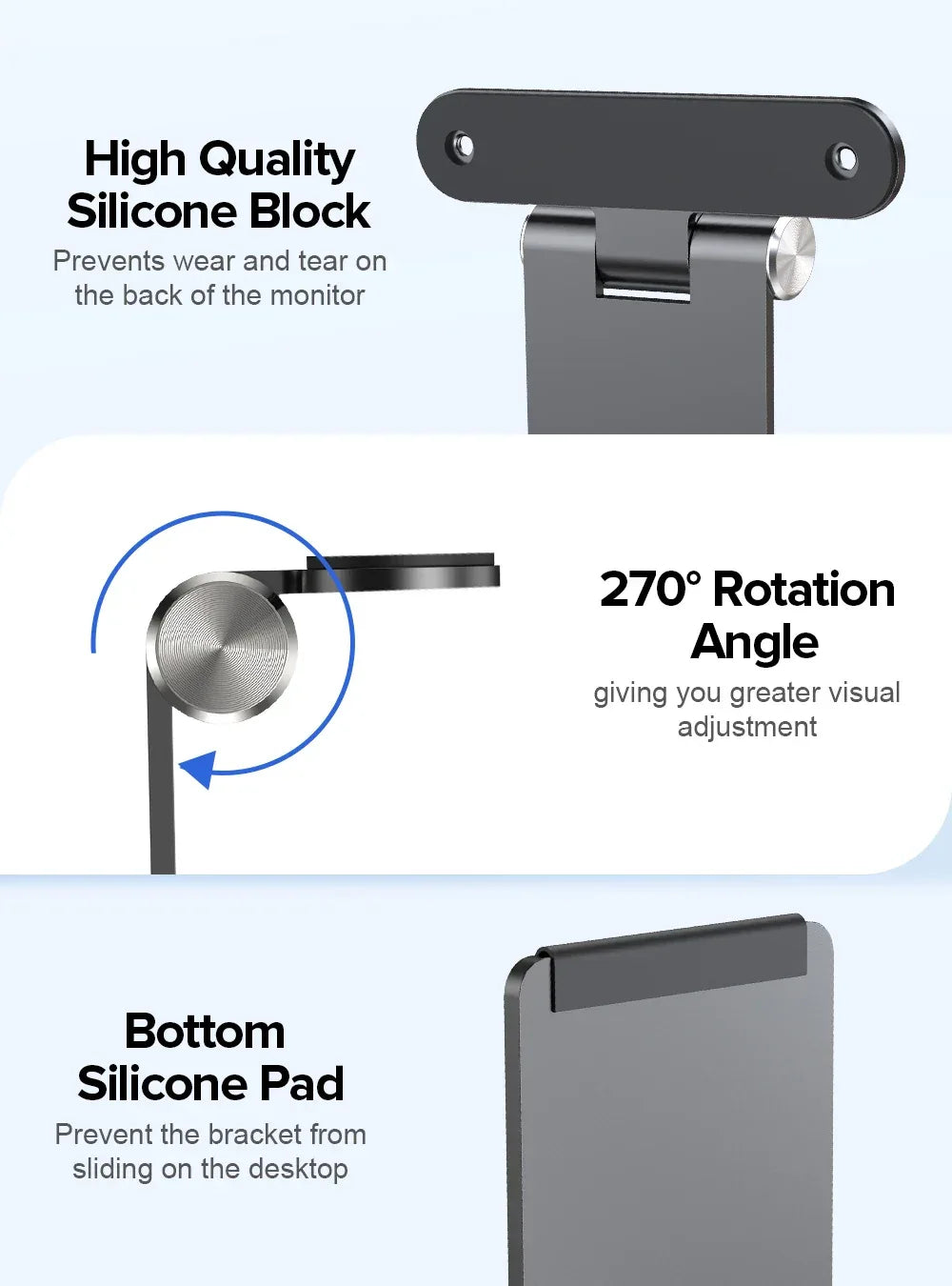 EVICIV Adjustable Monitor Stand VESA 75*75mm Mount Desk Support Holder for 7 - 17.3 Inch  M3/M4 Portable Monitor Kickstand