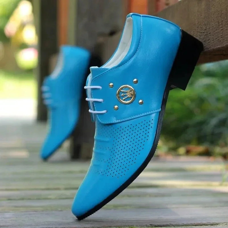 Summer Men Dress Shoes Male Leather Men Fashion Italian Business Colorful Party Wedding Shoe for Man Chaussures Homme De Luxe