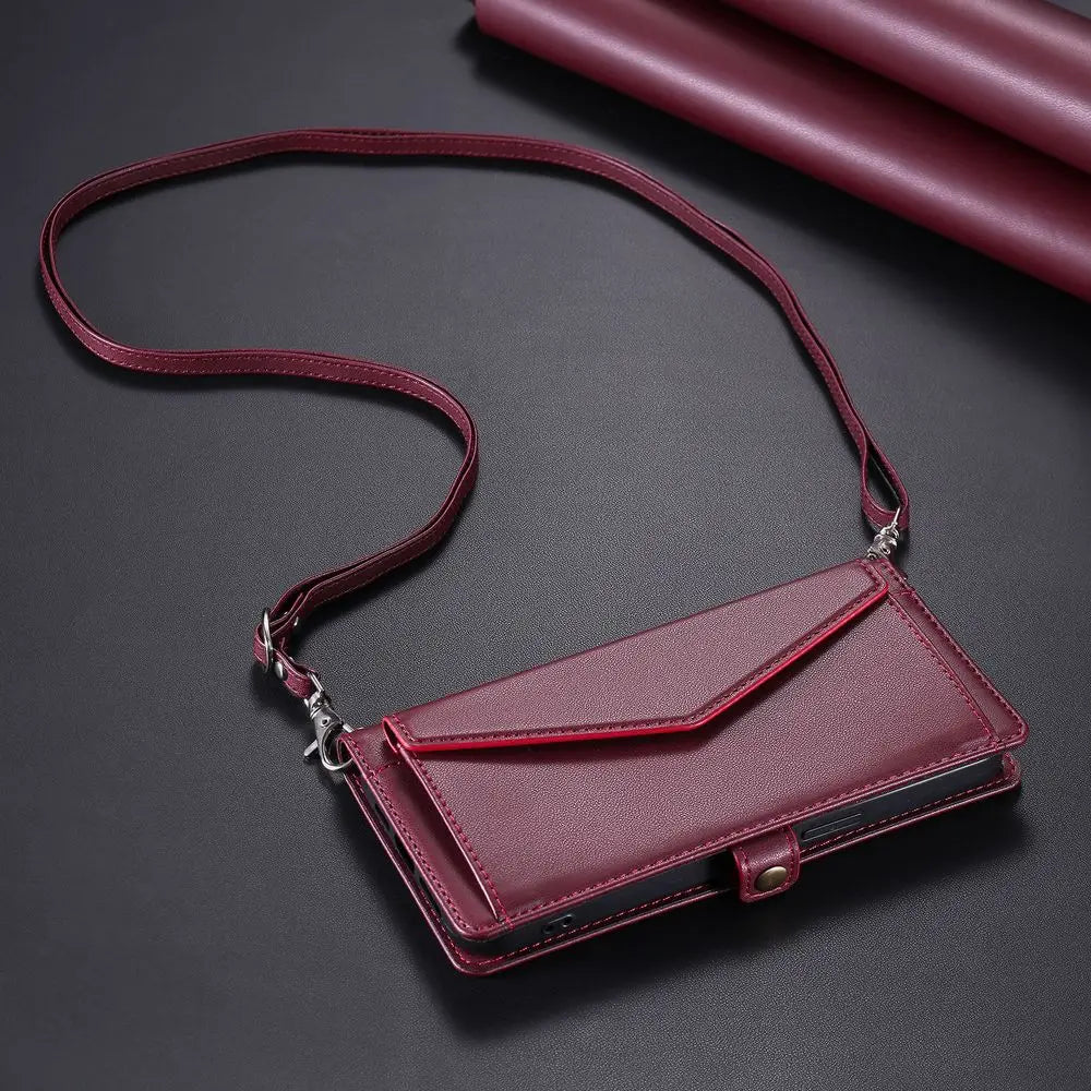 Coque Xiaomi 14 13 12 11 10 - Flip Wallet avec Porte-Carte et Lanière