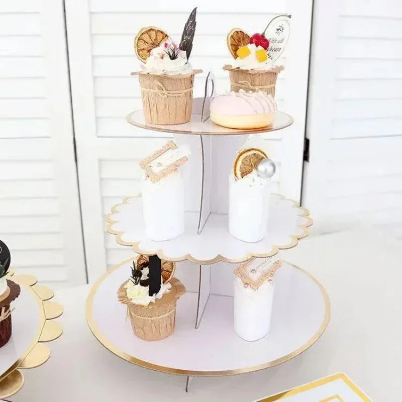 Cake Rack Stand 3 Layer Afternoon Tea Wedding Banquet Plates Party Utensils Birthday Party Christmas Party Cake Tools Display De