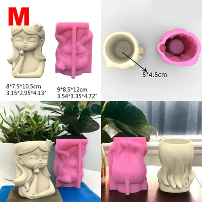 21 Types Nonstick Girls Pen Holder Mold Flower Pot Silicone Mold DIY Crafts Ornament Tool DIY Succulent Planter Mold