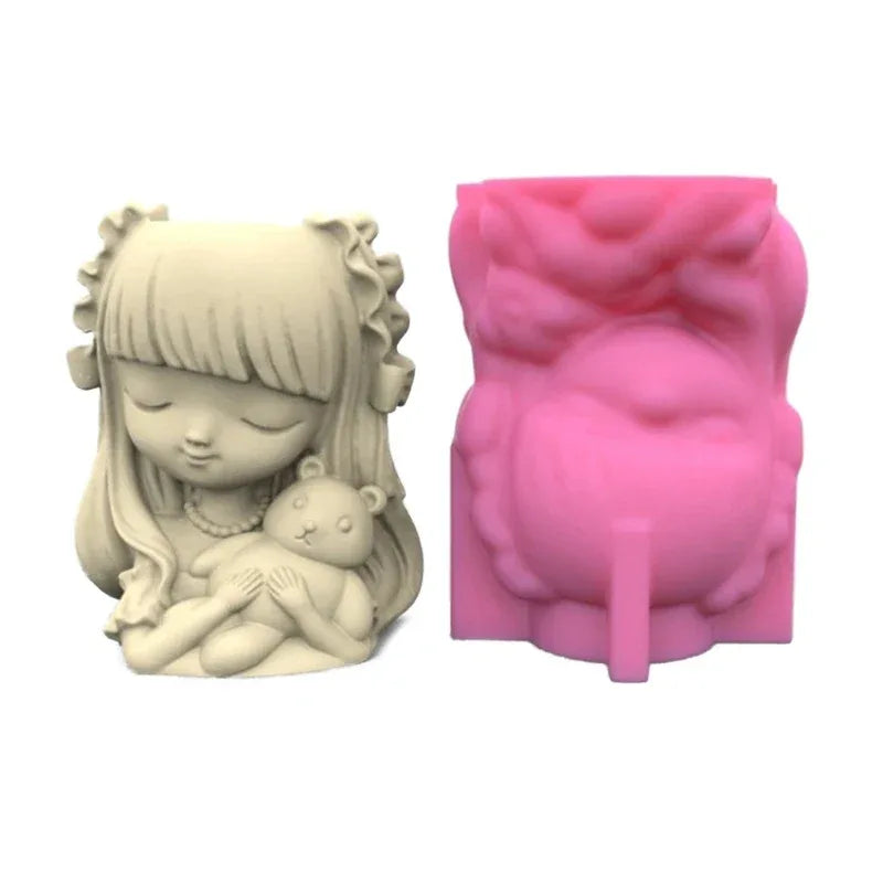 21 Types Nonstick Girls Pen Holder Mold Flower Pot Silicone Mold DIY Crafts Ornament Tool DIY Succulent Planter Mold