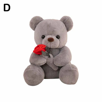 25cm Kawaii for Valentines Day Gift Teddy Bears Stuffed Animal Rose Bear Doll Valentine's Day Gift for Girlfriend