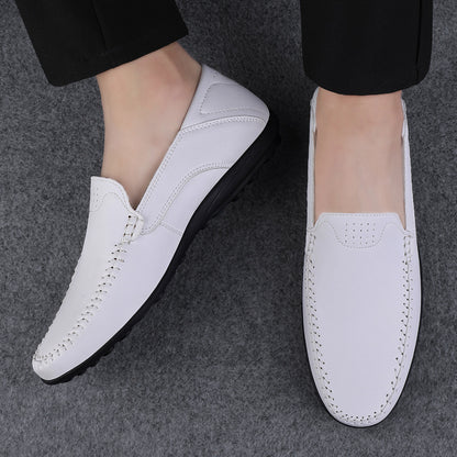 Fashion Men Casual Leather Shoes Luxury Italian Soft Men Loafers Handmade Moccasins Men Breathable Slip on Boat Shoes Plus Size