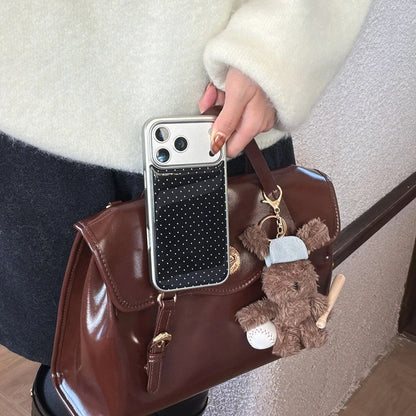 Korean INS Polka Dot Pattern Electroplated Silver Phone Case for iphone 17 Promax 17pro 14 15 16 Promax Shockproof Cover Funda