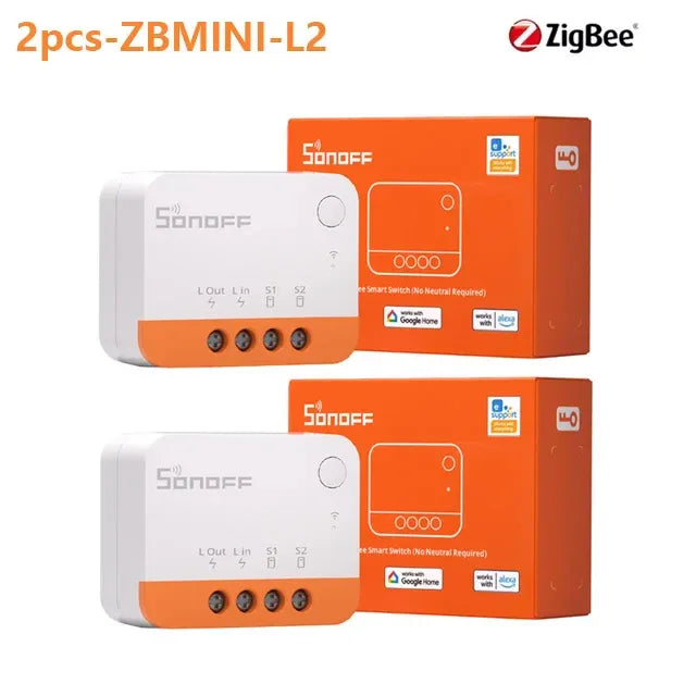 SONOFF ZBMINI-L2 Zigbee DIY Mini Smart Switch Module No Neutral Wire Required Switch Work With Alexa Google Alice Smartthing