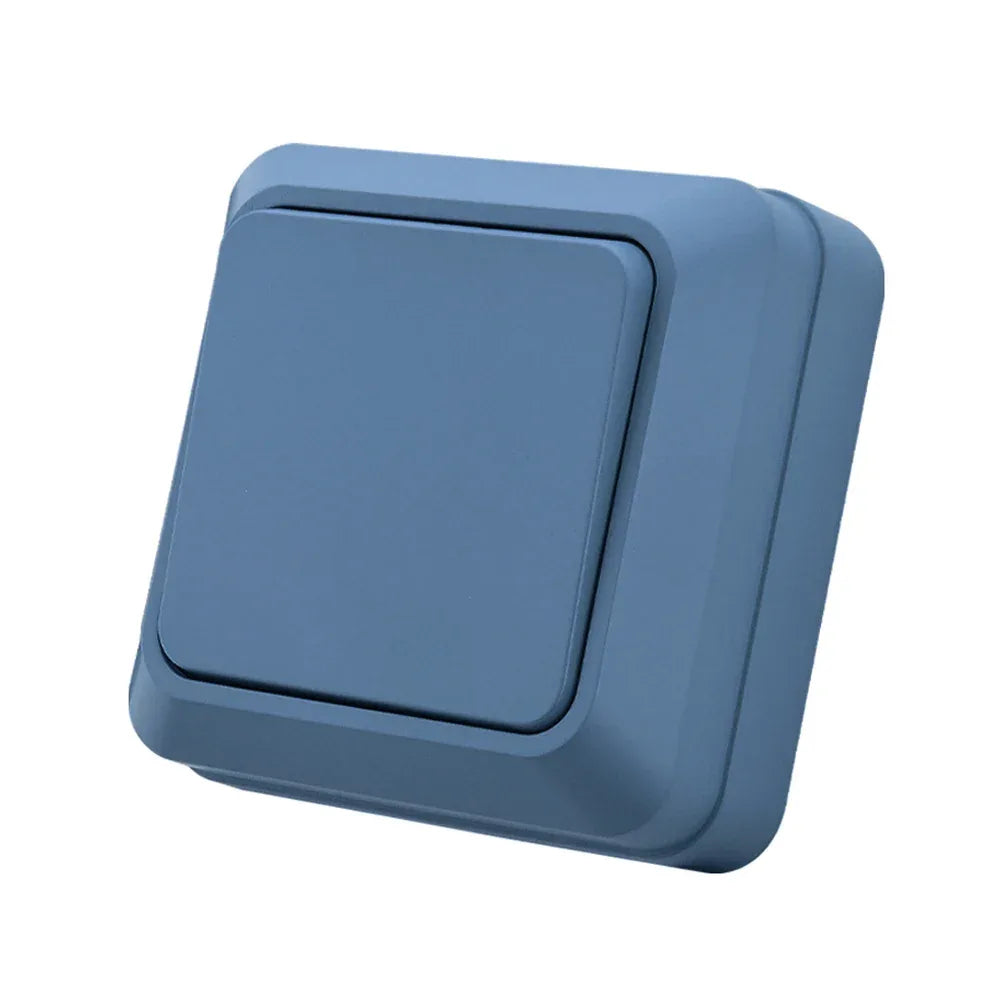 Blue Flame Retardant EU Standard Spray Plastic Rocker Switch Wall Surface 2 Gang 1 Way Button Light Switch On/Off Classic Switch