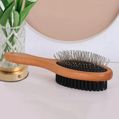 Pet Grooming Brush Double-sided Brush Comb Stainless Steel Needle Bristles Hair Brush Grooming Hair Remover Brush Pet Supplies