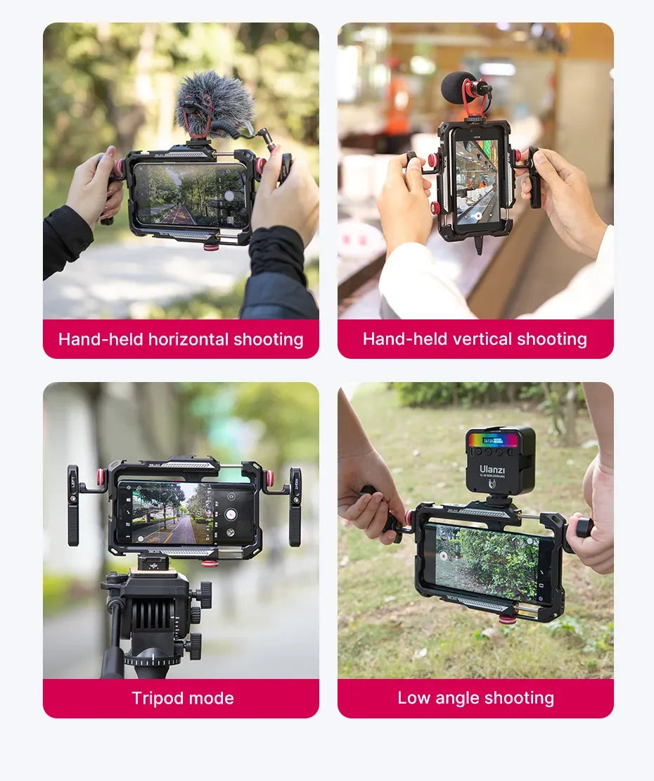 Ulanzi Lino Cage for iPhone 16 15 14 13 X XR XS Max Mini/Pro/Pro Max Smartphone Handle Grip Phone Smartphone Vlog Video